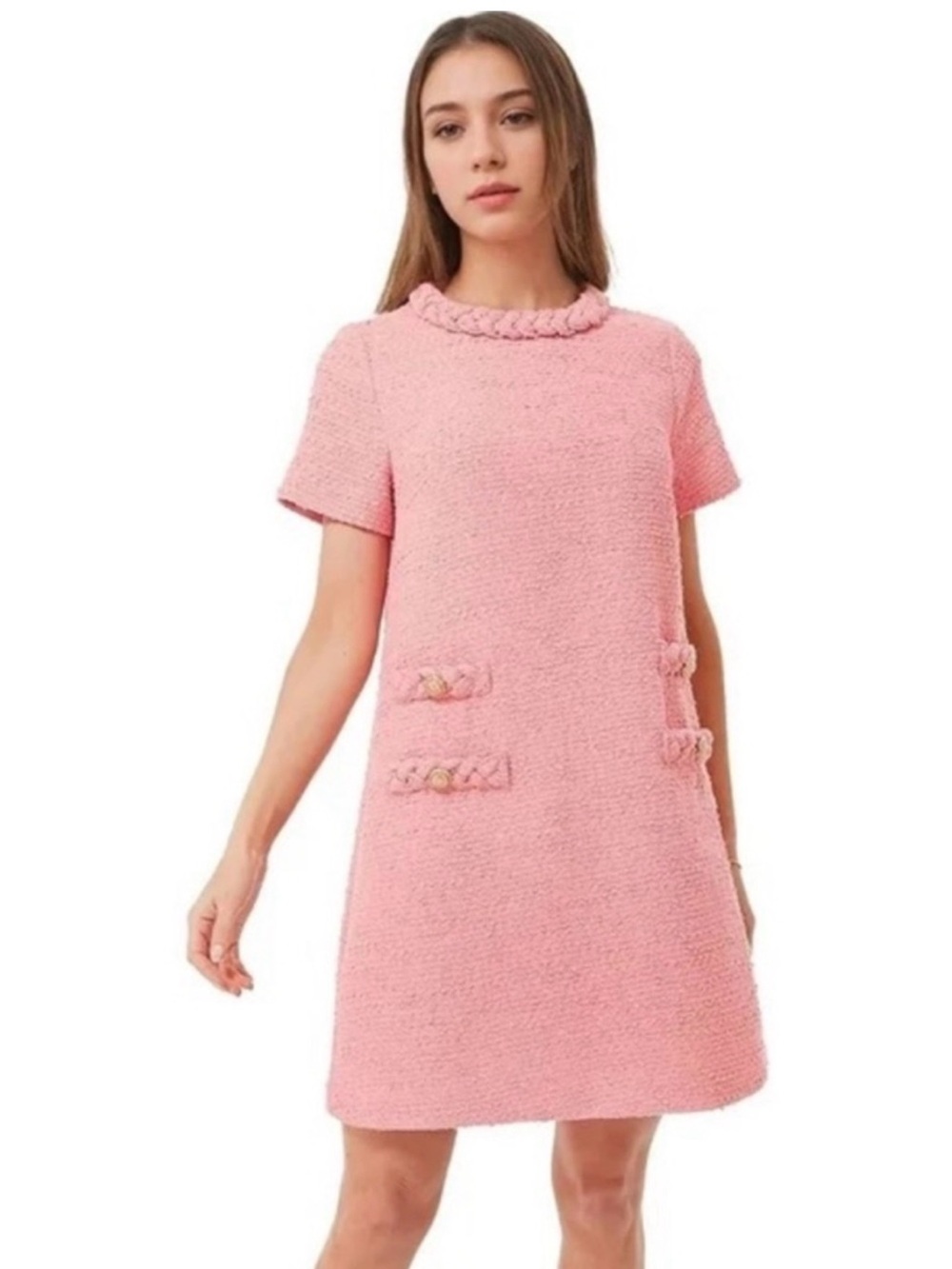 Tuckernuck Pink Textured Short-Sleeve Jackie Dress
